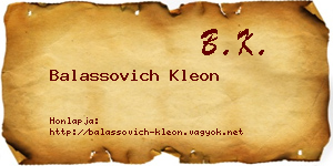 Balassovich Kleon névjegykártya